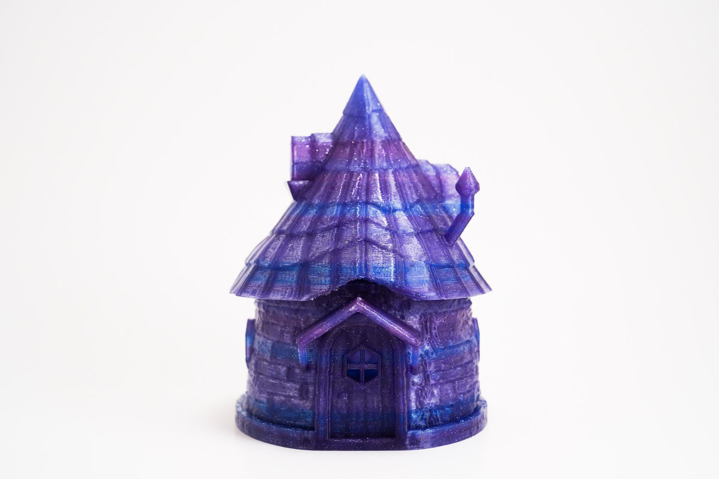 Fairy House Tea Light Holder, Mystic Purple Fairy Hut w/ Removable Roof, Fairy Hut Night Light, Fantasy Hut Container