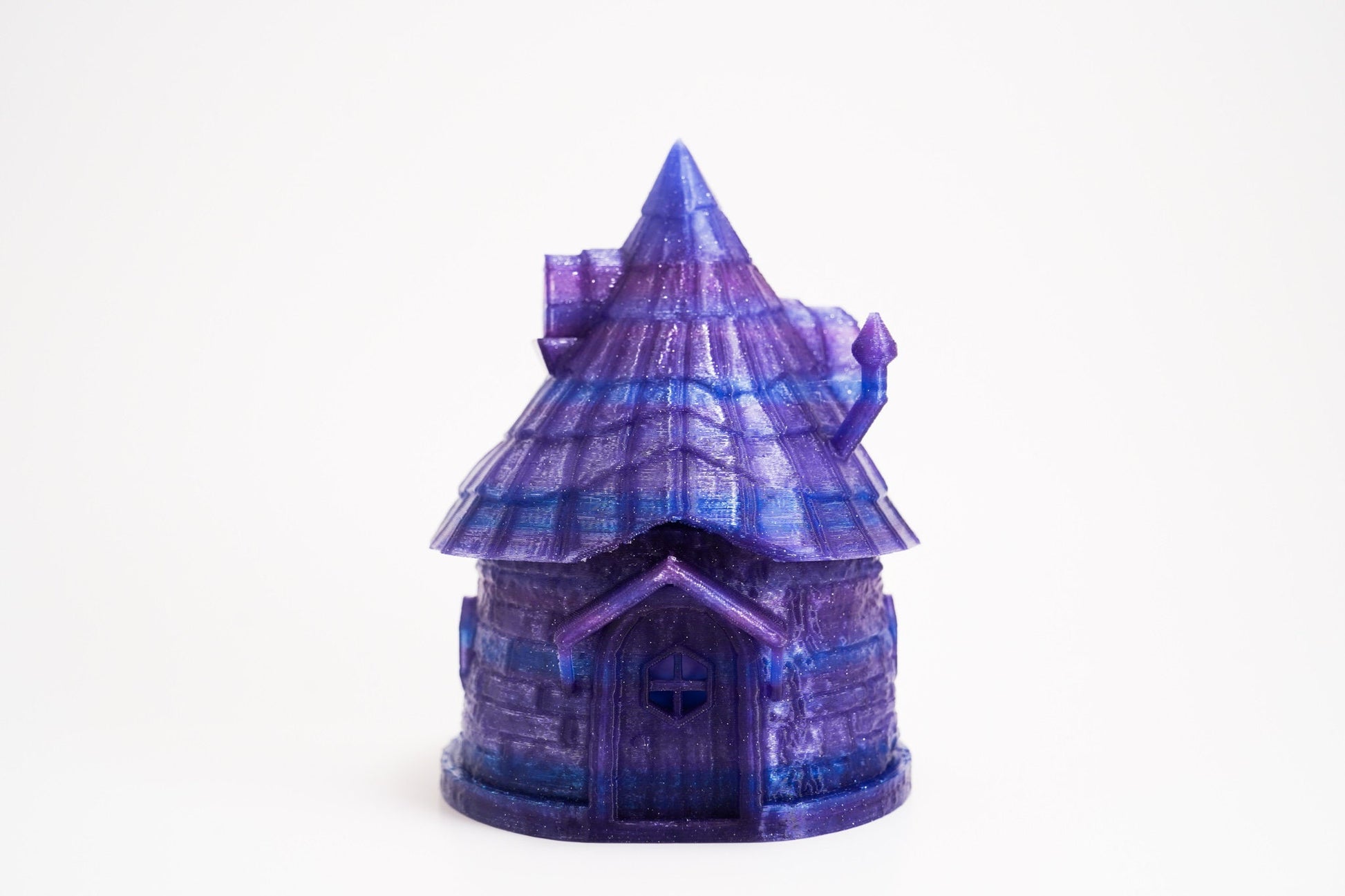 Fairy House Tea Light Holder, Mystic Purple Fairy Hut w/ Removable Roof, Fairy Hut Night Light, Fantasy Hut Container