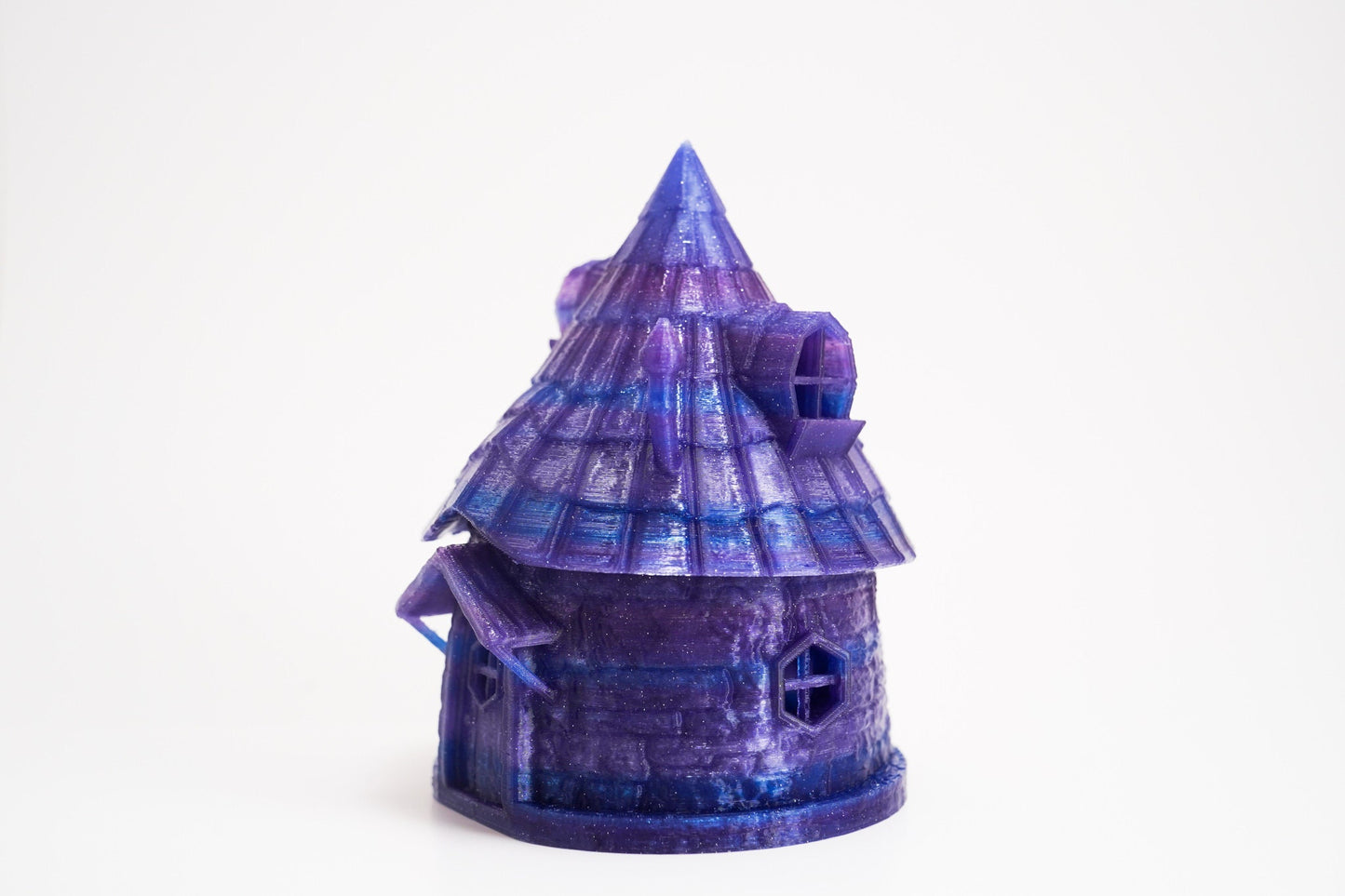 Fairy House Tea Light Holder, Mystic Purple Fairy Hut w/ Removable Roof, Fairy Hut Night Light, Fantasy Hut Container