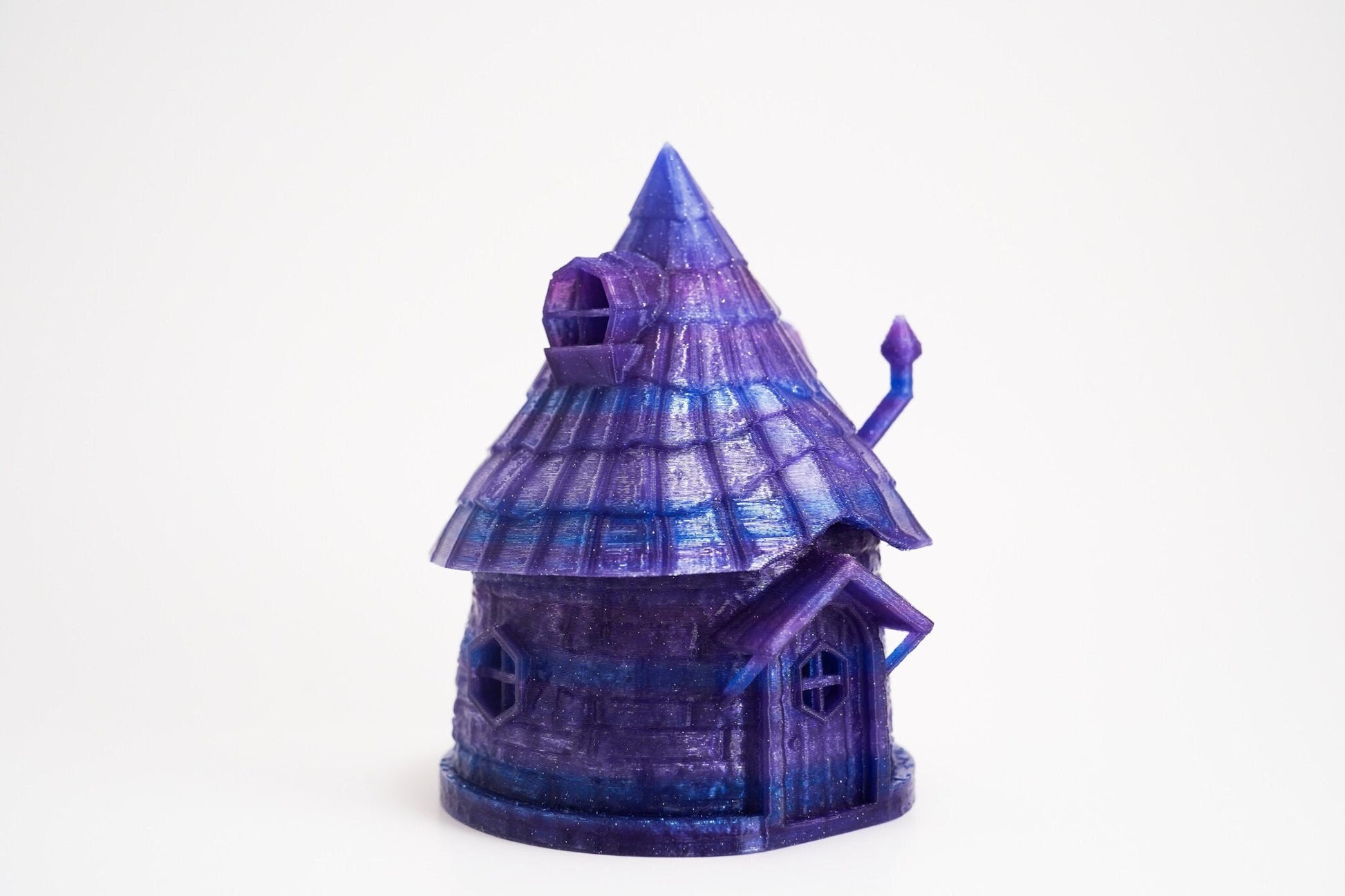 Fairy House Tea Light Holder, Mystic Purple Fairy Hut w/ Removable Roof, Fairy Hut Night Light, Fantasy Hut Container
