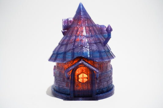 Fairy House Tea Light Holder, Mystic Purple Fairy Hut w/ Removable Roof, Fairy Hut Night Light, Fantasy Hut Container
