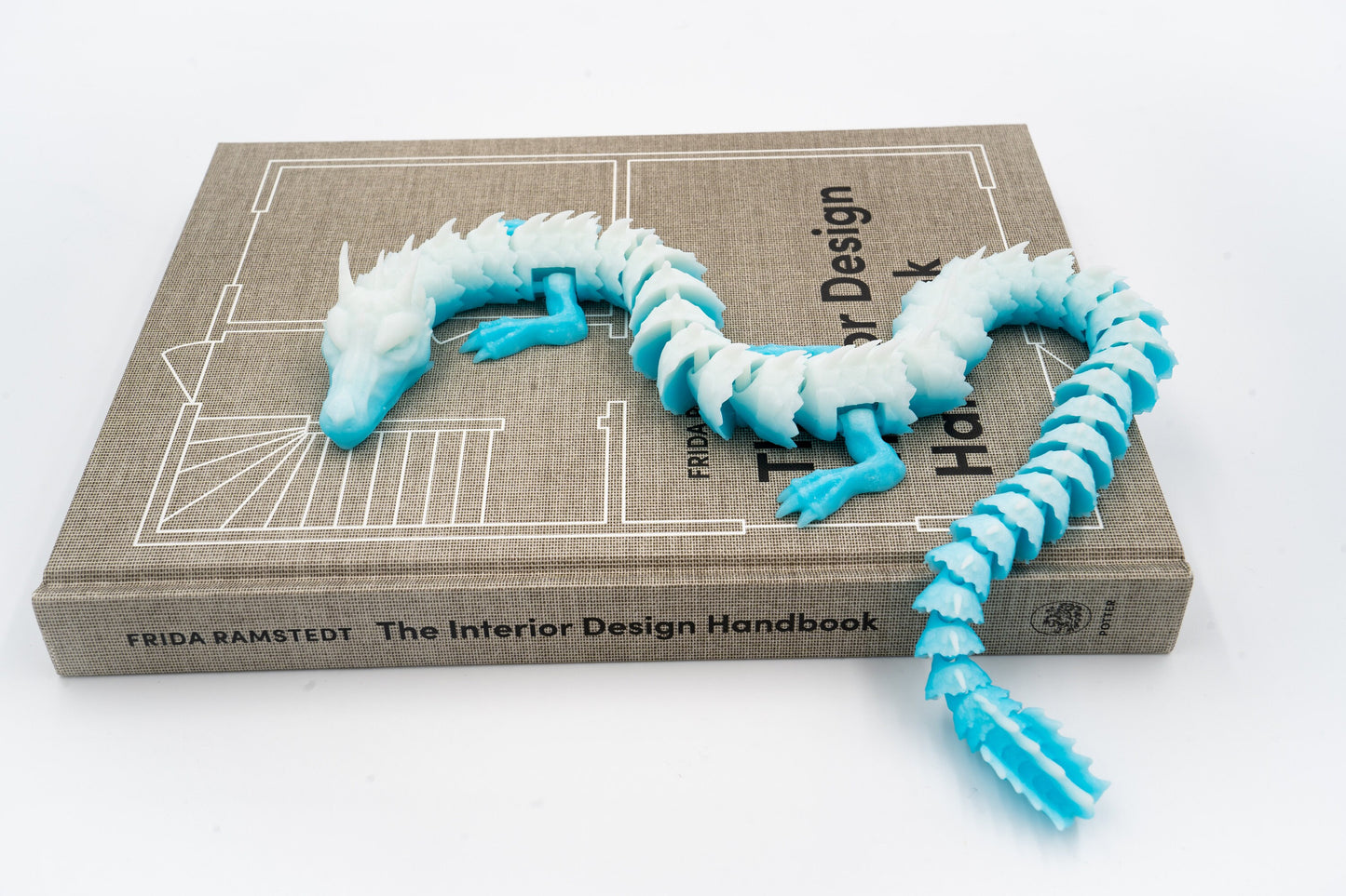 Ice Dragon Articulating, Flexible Ice Dragon, 3D Printed Dragon, 19 inches Long!