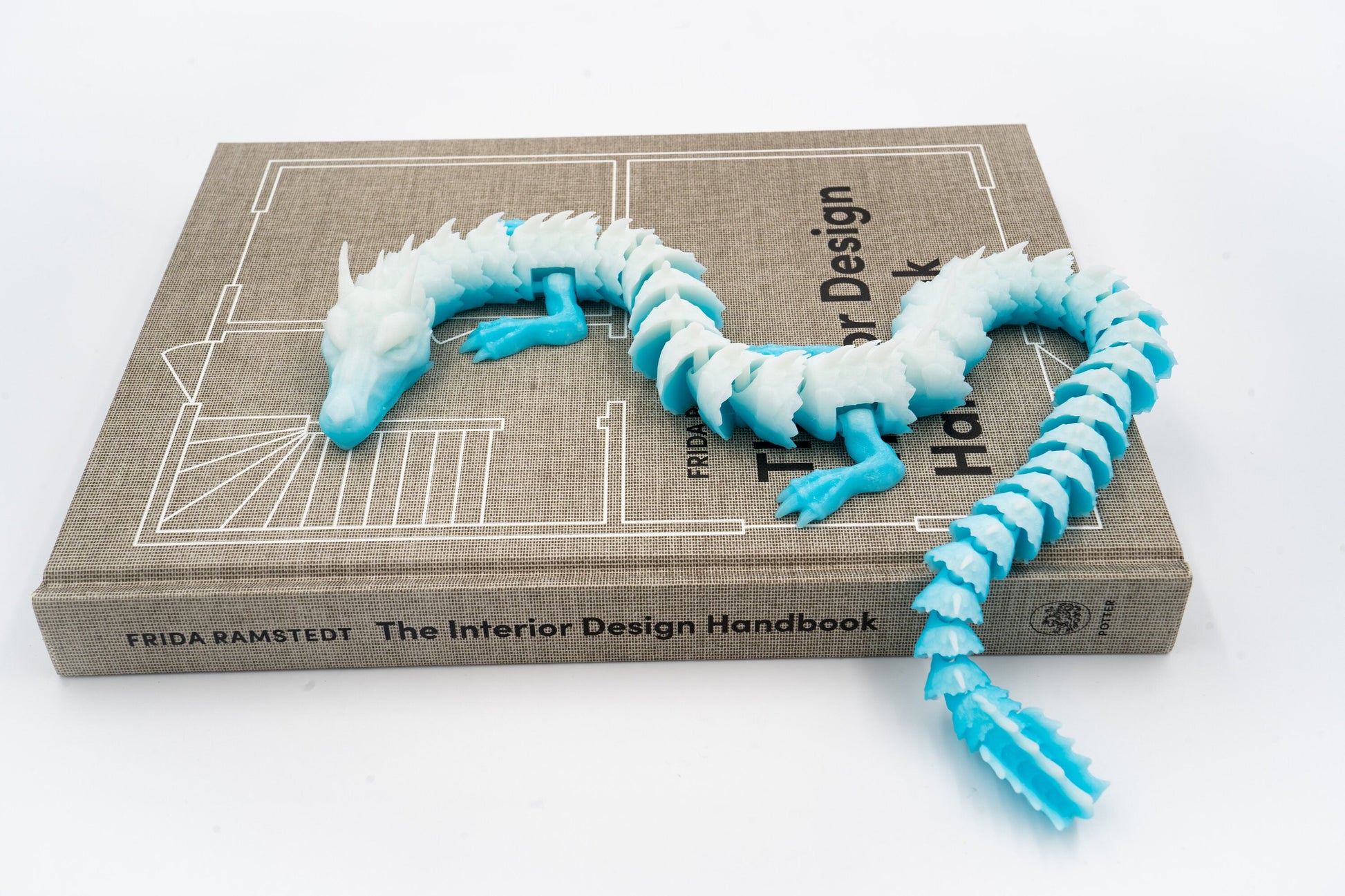 Ice Dragon Articulating, Flexible Ice Dragon, 3D Printed Dragon, 19 inches Long!