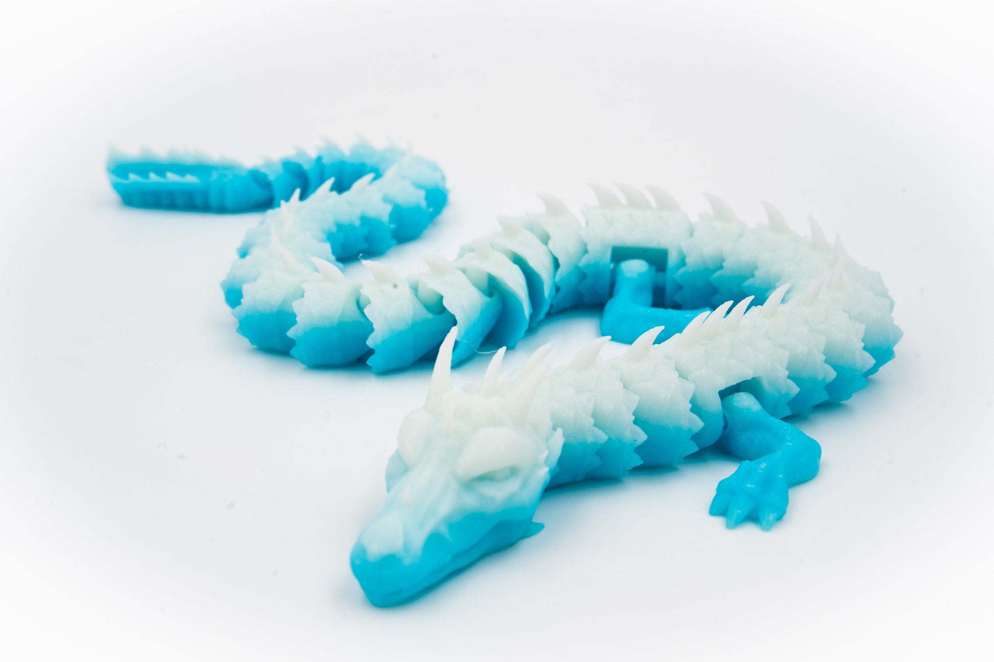 Ice Dragon Articulating, Flexible Ice Dragon, 3D Printed Dragon, 19 inches Long!