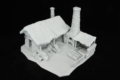 Blacksmith House Terrain for Dungeons and Dragons, DnD Miniature Terrain, Smelter House, 27mm Miniatures