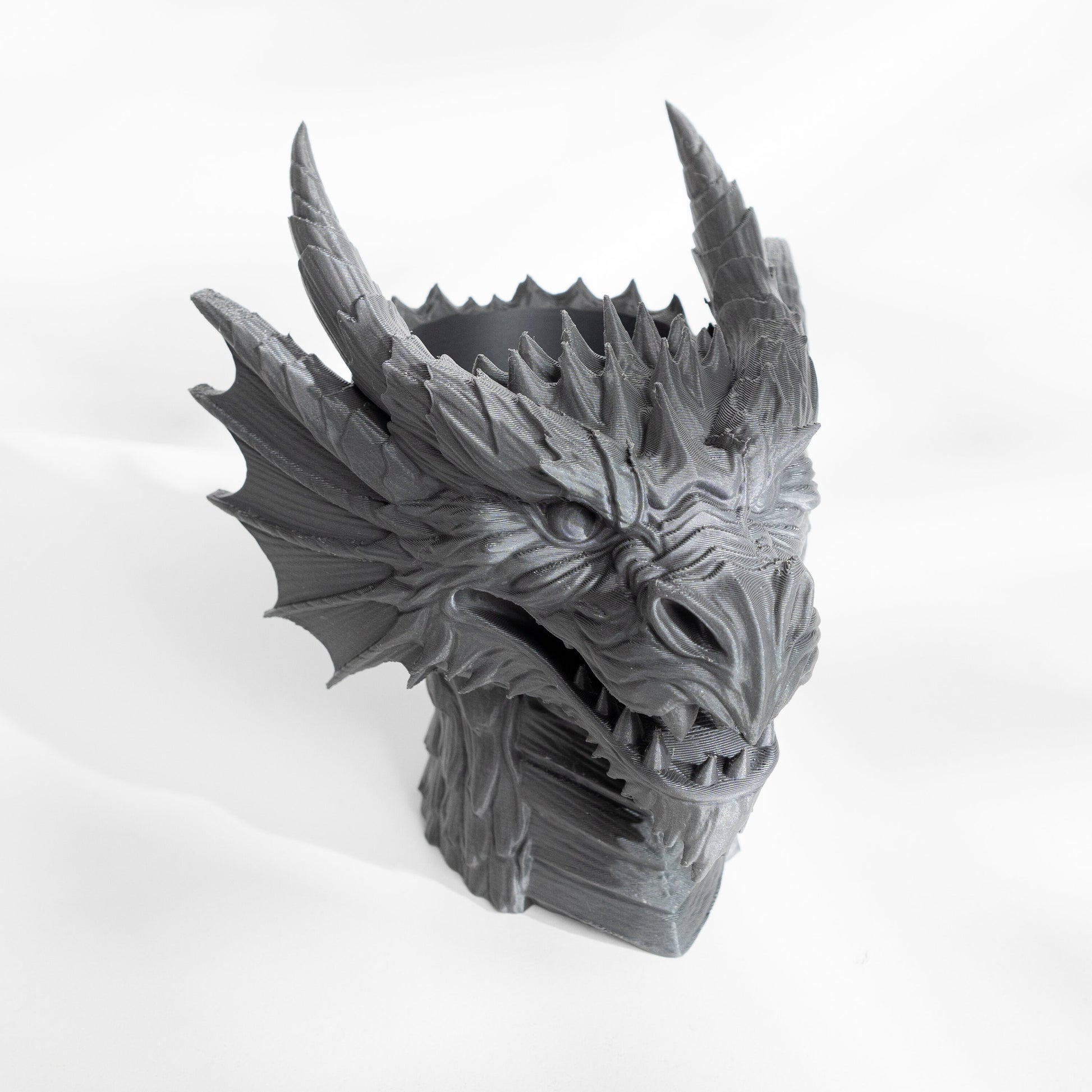 Majestic Dragon Head Planter with Integrated Drainage - Unique 3D Printed Garden Decor