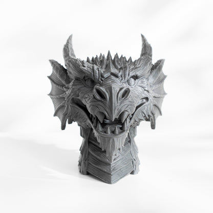 Majestic Dragon Head Planter with Integrated Drainage - Unique 3D Printed Garden Decor