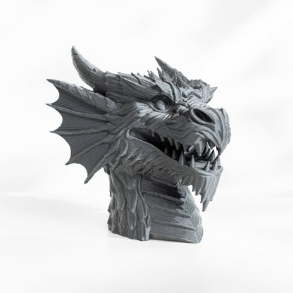 Majestic Dragon Head Planter with Integrated Drainage - Unique 3D Printed Garden Decor