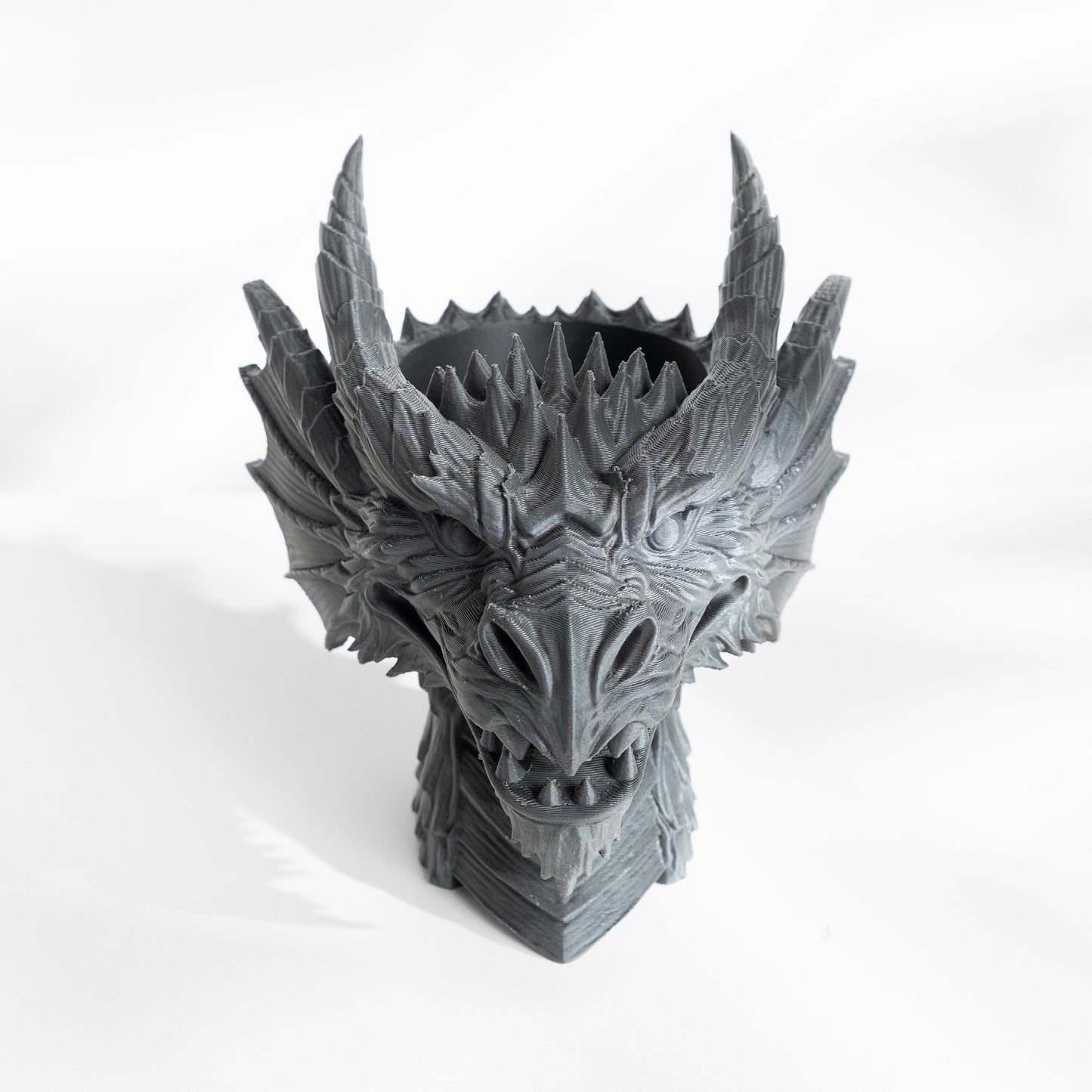 Majestic Dragon Head Planter with Integrated Drainage - Unique 3D Printed Garden Decor