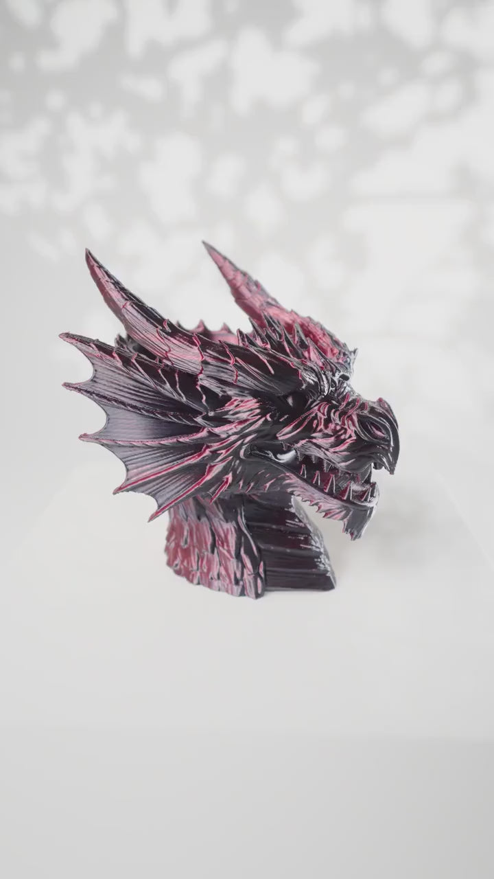 Majestic Dragon Head Planter with Integrated Drainage - Unique 3D Printed Garden Decor