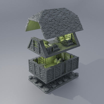 Medieval DnD Granary Miniature Terrain for Dungeons and Dragons, D&D, D and D, Tabletop RPG Terrain