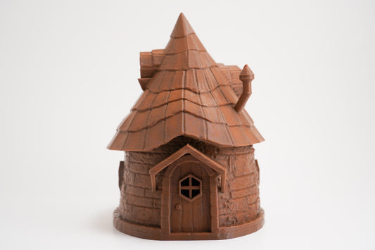 Fairy Hut Tea light Holder w/ Removable Roof, Fairy Hut/ Gnome Hut Night Light, Medieval Hut Container with Removable Roof/Lid, Fantasy Hut