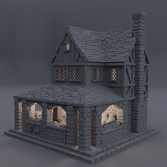 Medieval Merchant House Terrain (28mm), Medieval Merchant Tabletop Gaming Terrain