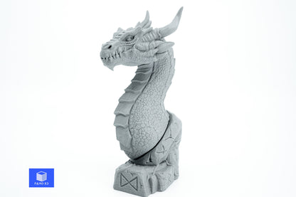 Dragon Bust (6.87in), Dragon Statue Desk/Shelf Decor, "Drafnir"