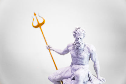 Poseidon Statue with Gold Trident, Greek God Neptune, Ancient God Statue, Aquarium Statue