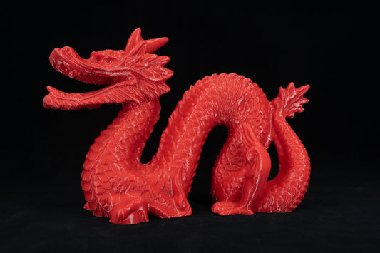 Chinese Dragon (龙) Statue, Red Dragon Statue