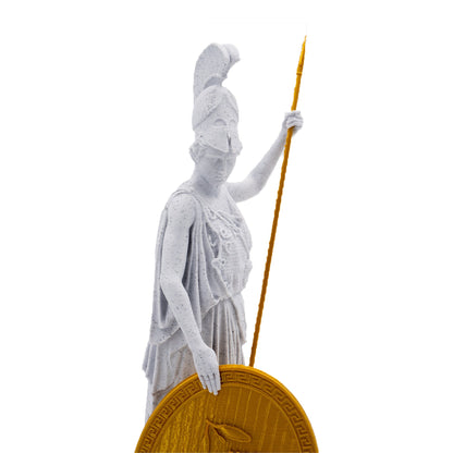 Athena 9.5" Statue w/ Golden Spear and Shield, Greek Goddess of War, Athene City Proctress