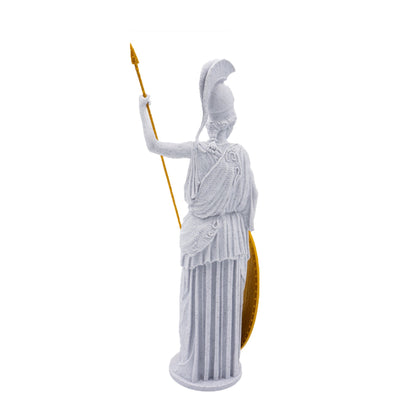 Athena 9.5" Statue w/ Golden Spear and Shield, Greek Goddess of War, Athene City Proctress