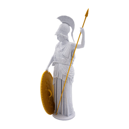 Athena 9.5" Statue w/ Golden Spear and Shield, Greek Goddess of War, Athene City Proctress