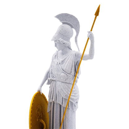 Athena 9.5" Statue w/ Golden Spear and Shield, Greek Goddess of War, Athene City Proctress