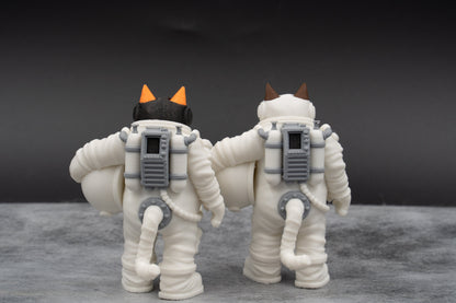 Cosmonaut Cat Figure, Astronaut Cats in Spacesuits