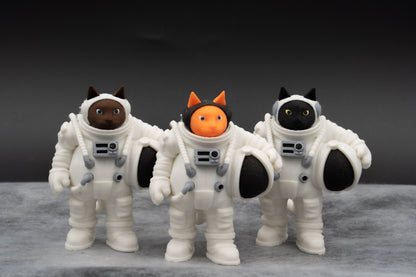 Cosmonaut Cat Figure, Astronaut Cats in Spacesuits